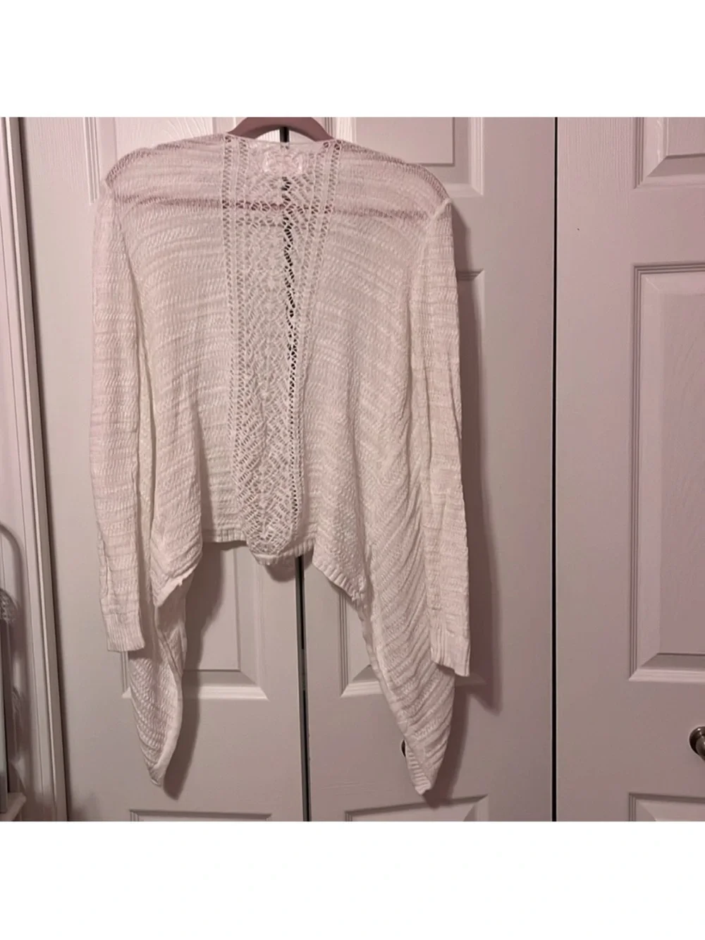 Justice White Open-Front Knit Cardigan